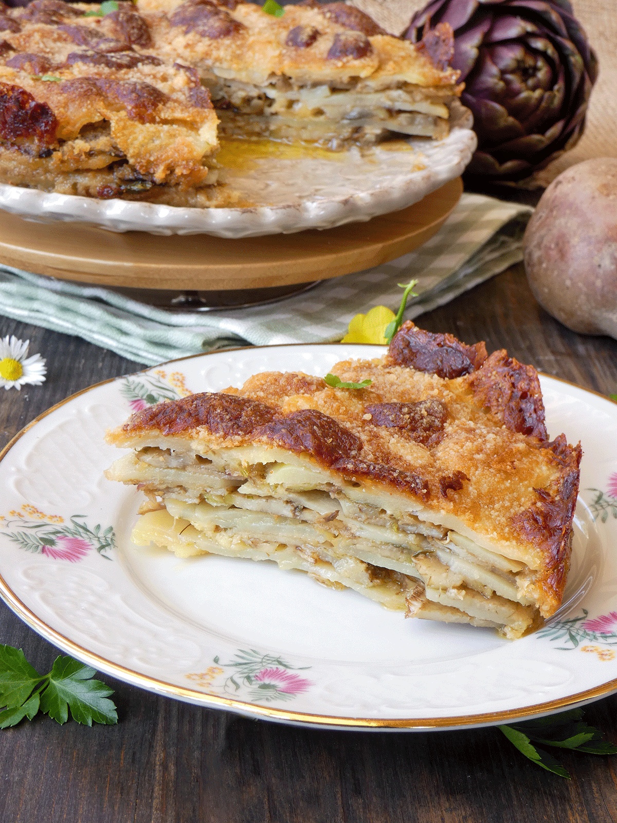 tortino di patate e carciofi